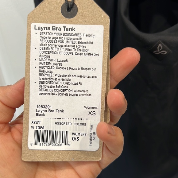 NWT Prana Layna Bra Tank in black - Picture 4 of 5